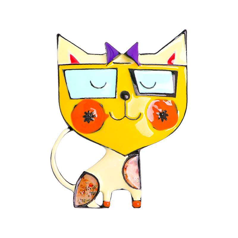 卡通滴油猫咪胸针个性玻璃大眼猫创意动物别针黑猫西装胸花配饰