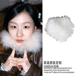 金靖同款白色毛毛围巾假领子配风衣轻奢氛围感围脖女2026新款纯色