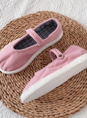 老北京纯手工千层底布鞋女款夏季亚麻透气软底一字带凉鞋复古平底