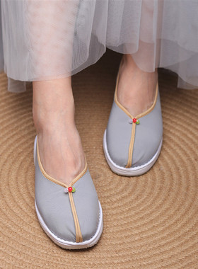 老北京布鞋女手工千层底一脚蹬汉服禅修居士茶艺师中式民族风单鞋