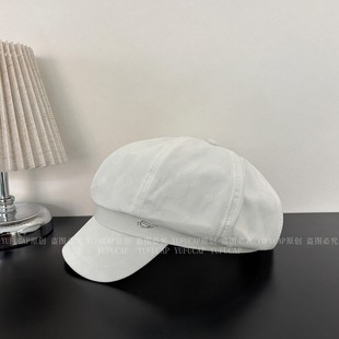 春夏薄款透气素雅八角帽白色休闲百搭报童帽复古鸭舌帽贝雷帽子女