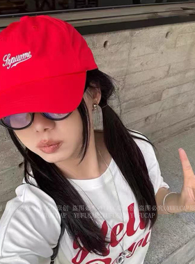 眼前一亮 元气正红色 轻薄透气多巴胺字母速干棒球帽子女鸭舌帽男