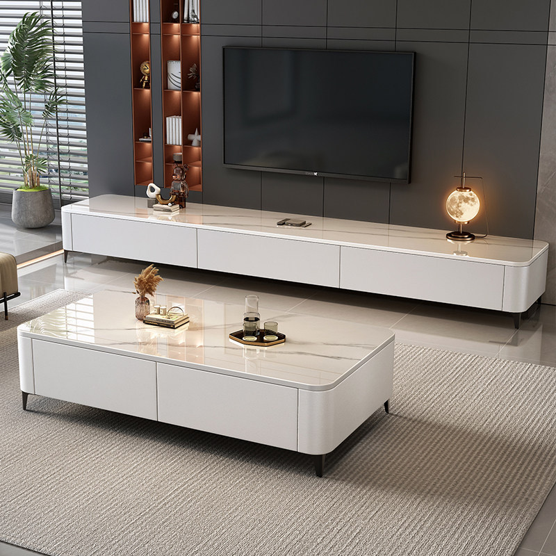 岩板茶几客厅家用2025新款小户型轻奢高级现代简约落地电视柜组合