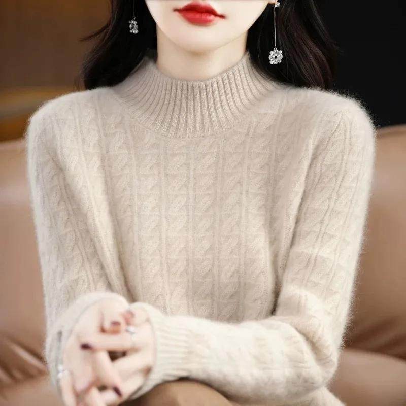 软糯高品质秋冬季厚款羊绒衫保暖毛衣女士宽松高领针织打底羊毛衫,女装/女士精品,毛针织衫,淘宝优惠券,粉丝福利购,淘宝优惠卷