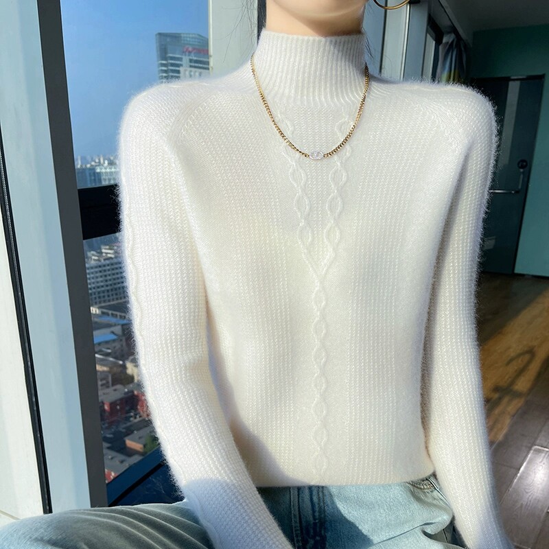 中年妈妈装半高领2025秋冬新款羊毛衫女宽松大码毛衣针织打底上衣