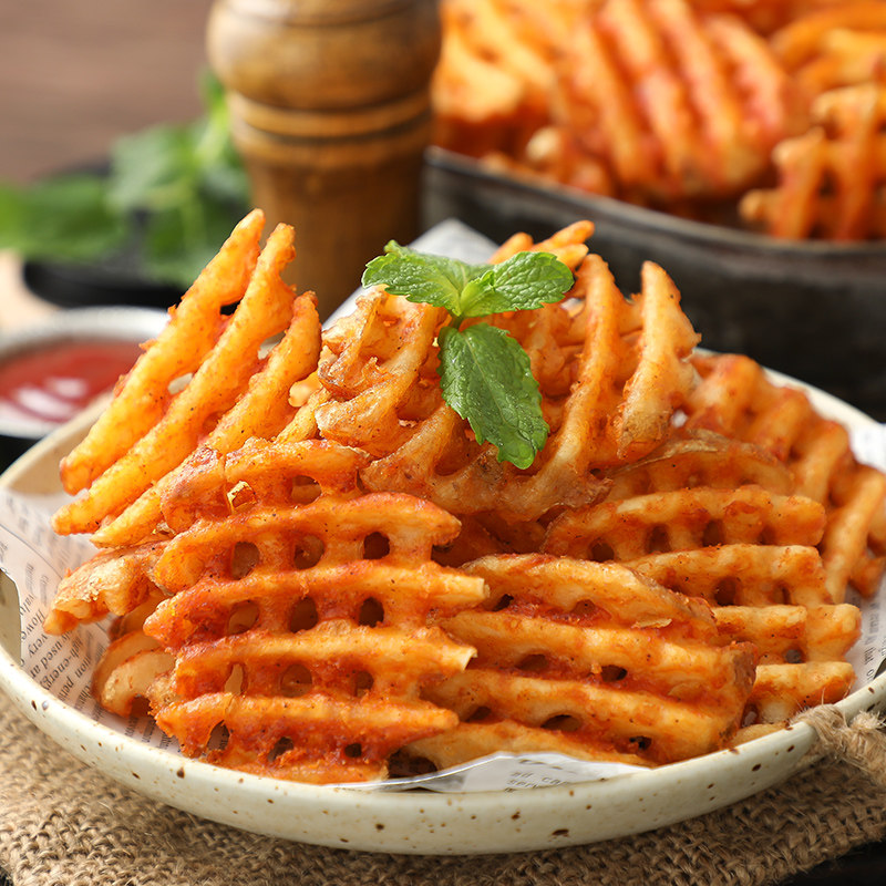 麦肯香辣味带皮薯格速冻/冷冻带皮 薯格网西餐油炸薯条空气炸锅食