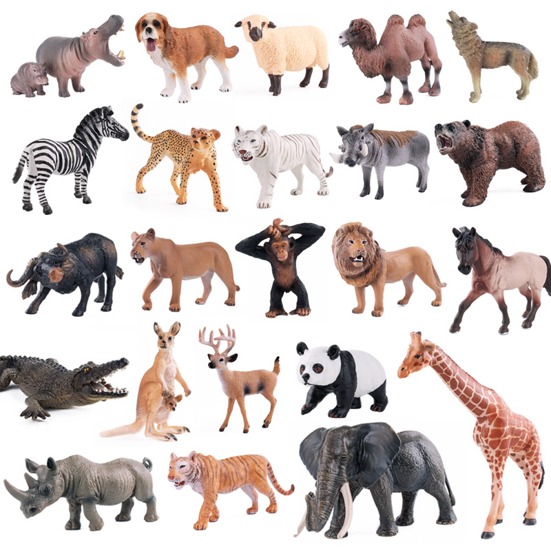 儿童仿真野生动物玩具模型科教认知摆件礼物老虎狮子长颈鹿豹熊猫