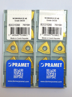 捷克Pramet原装普拉米特金色U钻刀片WCMX080412E-48D8330保障