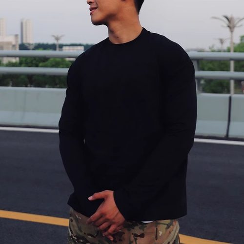 美式重磅长袖T恤简约男