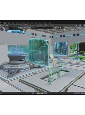 科幻实验室3d模型素材含贴图blender/fbx/obj未来蓝色