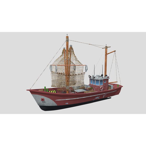 现代渔船捕鱼船3d模型文件素材含贴图blender/obj/fbx/glb