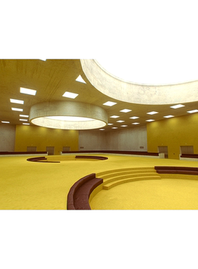 Blender黄色展厅展览室3d模型素材含贴图FBX/obj/glb