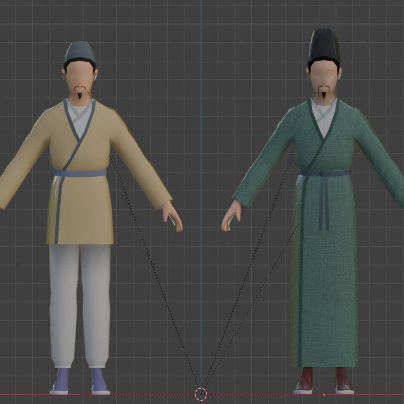中国古代男人带帽子3D模型有贴图无骨骼fbx/glb