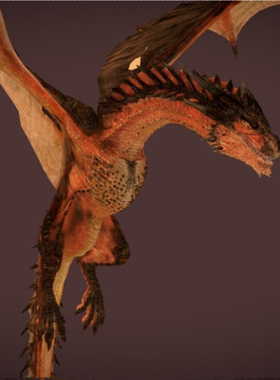 西方喷火飞龙3d模型含贴图骨骼绑定飞行动画blender/fbx/obj/glb