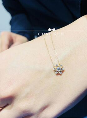 18K金日本4度雪花钻石锁骨链