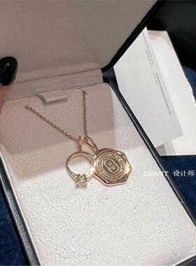 HVV18K金标志圆牌锁骨链