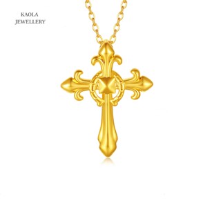 权杖马蹄扣项链 女复古18K金纯银鸢尾花十字架生肖马年本命年礼物