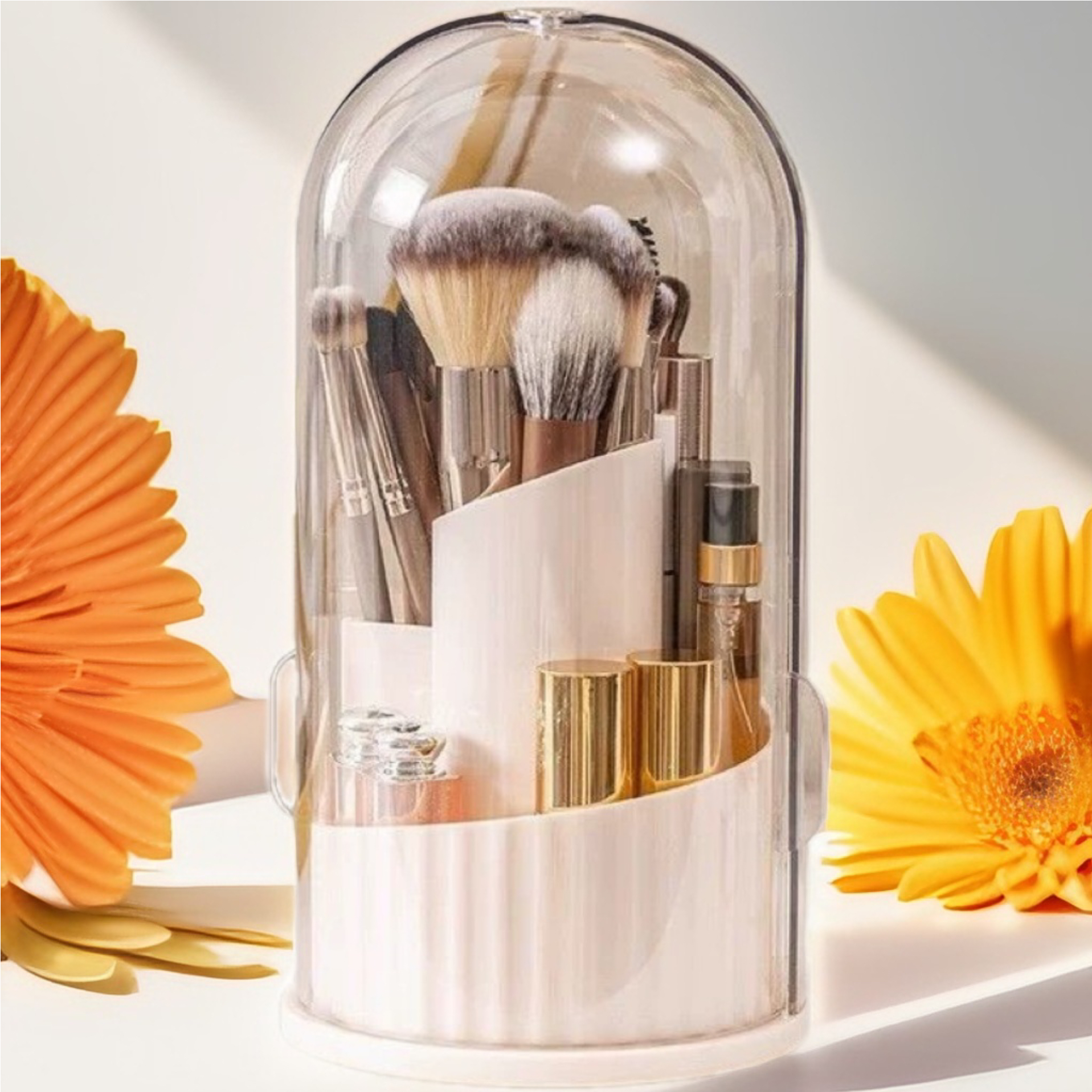 化妆刷收纳筒口红眼影置物架桌面笔筒旋转防尘梳妆台化妆品收纳盒