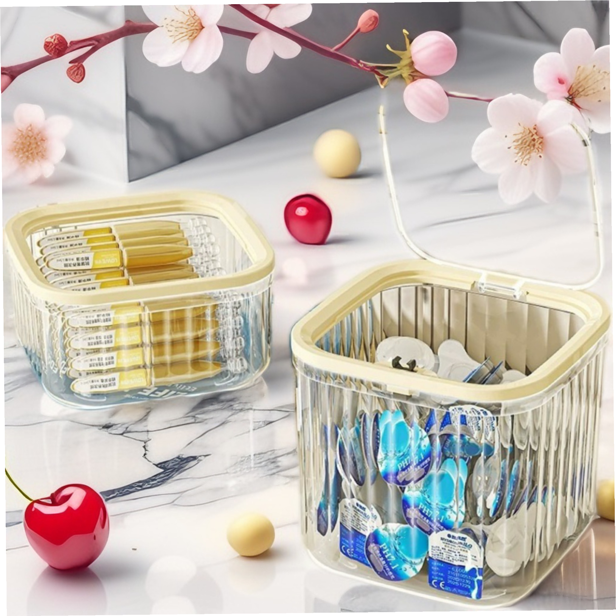 桌面萌粒收纳盒按压开盖防尘带盖小杂物零食糖果罐盲盒收纳展示架,收纳整理,其他收纳盒,淘宝优惠券,粉丝福利购,淘宝优惠卷