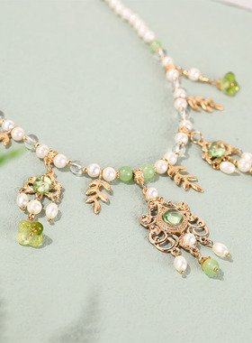 搭配唐装新中式琉璃项圈仿珍珠