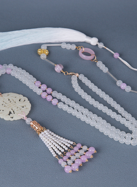 长背云璎珞明制立领长流苏软璎珞古风项链手工百搭旗袍汉服配饰