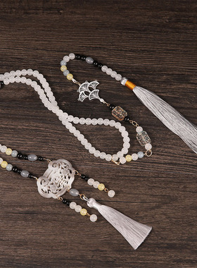 压襟项链新中式小众长流苏背云