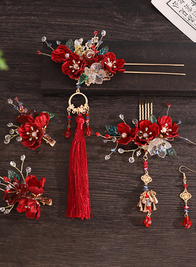 古风紫色仿绒花发夹森系手工对夹子汉服古装唐风花朵发饰百搭花朵