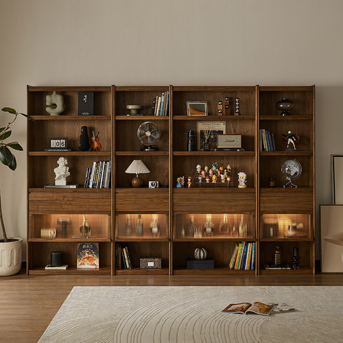 留意实木组合书柜整墙落地展示柜