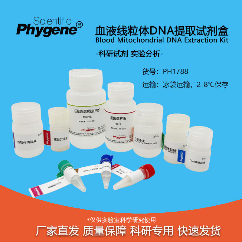 血液线粒体DNA提取试剂盒 100T 科研专用实验试剂 PH1788 PHYGENE