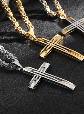 欧美经典十字架吊坠项链热款创意不锈钢吊坠小众时尚吊坠