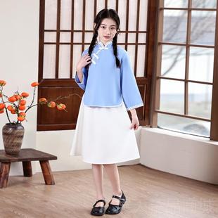 正品儿童国风学生装班五四青年装男民女合唱朗国诵运动会中风服演