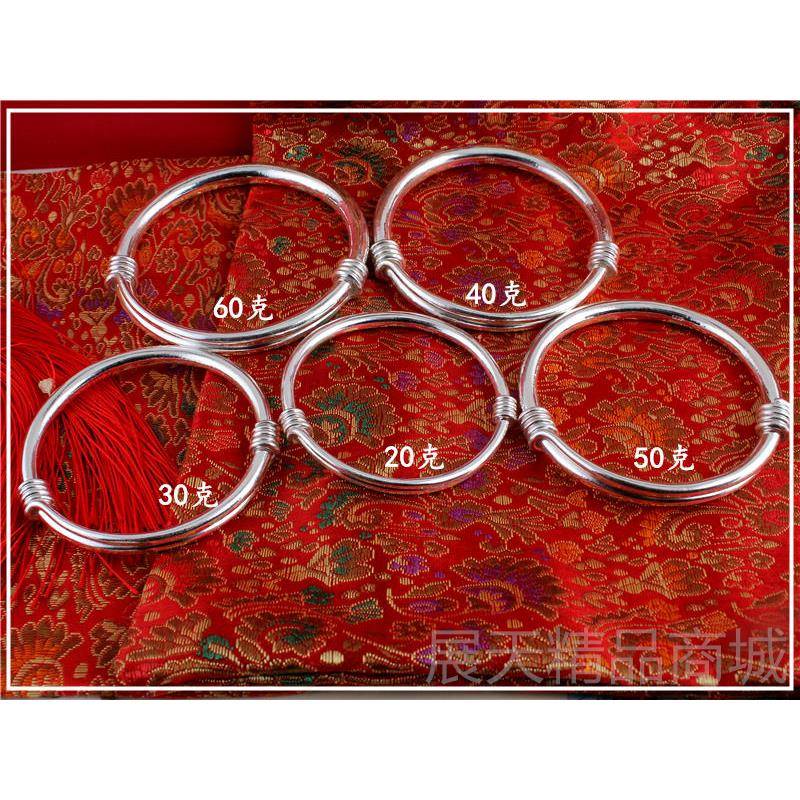 正品纯手工可制 9可99纯银 实心伸缩推拉粗面细调节银手镯 光定银