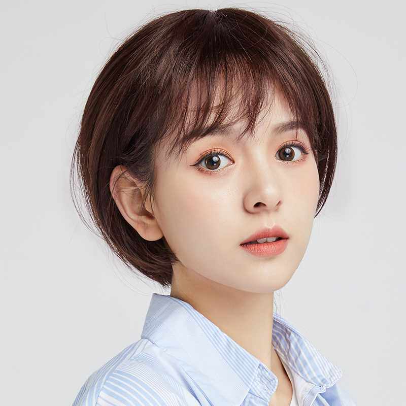 高档假发短发女夏季造型仿真波波头圆脸真发发套全真人发丝自然全