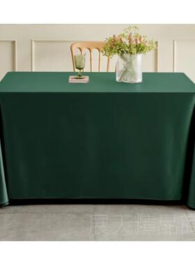 正品会制议桌桌定酒店长形纯布色轻奢高级感白色ins风台布甜品台