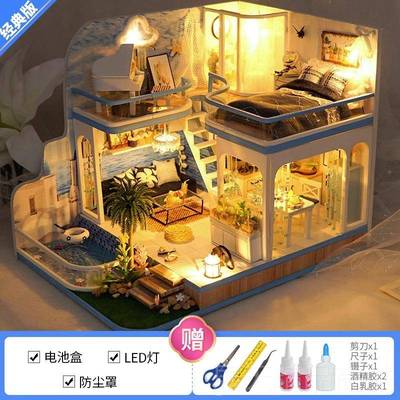 正品dy小屋阁楼别i墅微手工拼装制作迷你缩小房子模型屋玩具日礼