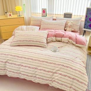 冬季 正品 一床面棉一面绒件套ab面全棉儿绒被四套保暖棉加婴绒单床