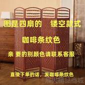 正品 红折屏客厅现代间简网隔断易田园玄关卧室房折叠 移动实木中式