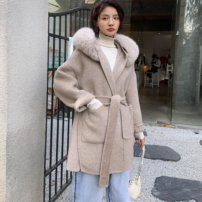 金夫人大衣【冰岛精灵】短款系带毛呢外套
