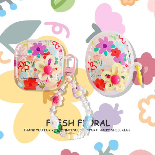 夏日立体花朵适用华为freeclip耳夹保护套freebuds5i/6i无线pro3/4耳机壳软