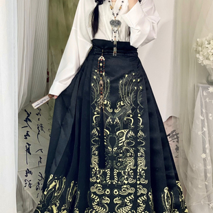 原创明制汉服[凤羽鸢]新中式汉元素印花马面裙成人男女款春夏套装