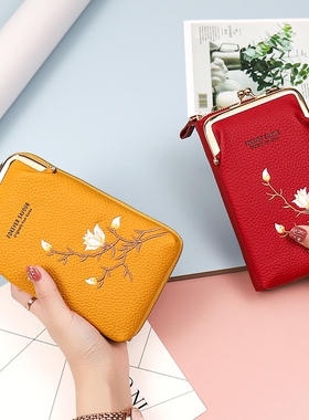 潮牌韩版单肩包真皮手机包女斜挎包手机包钱包一体女包包小包