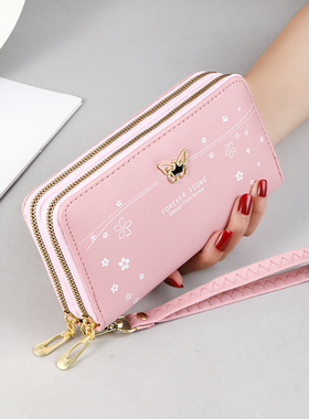 潮牌韩版钱包女长款新款送妈妈装大容量手腕拿卡包零钱一体包钱包