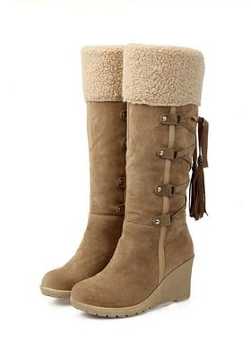 Matsuo Thick Bottom Slope Heel Boots Large size Snow Boots