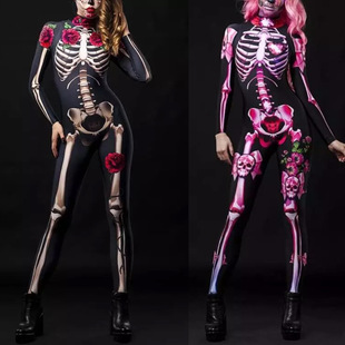 halloween 印花连体裤 skeleton jumpsuit print 2023