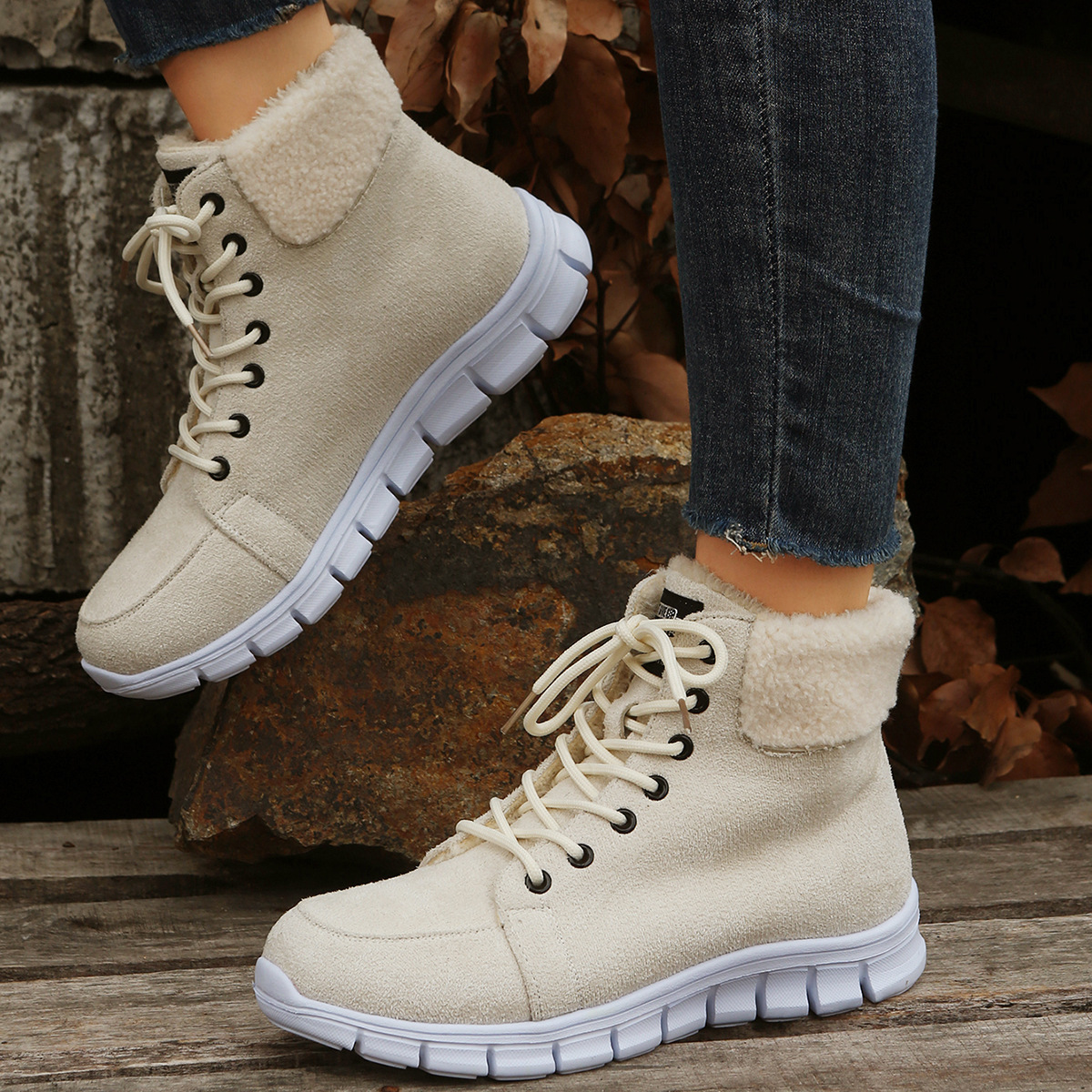 High top casual thick sole with plush insulation snow boots