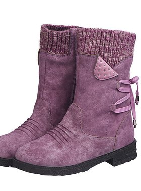 Women's cotton flat bottomed casual midsole boots snow boots