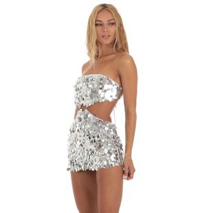 fashionable and sexy Sparkling skirt short dress lace