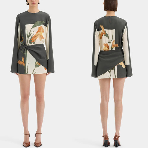 Large size women's casual printed short skirt dress 印花短裙