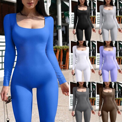 Threaded Square Collar Hip Lifting Slimming Sexy jumpsuit