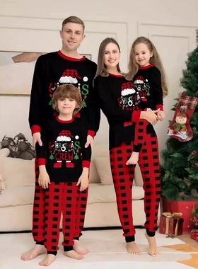 Christmas parent-child outfit printed home pajama set 套装